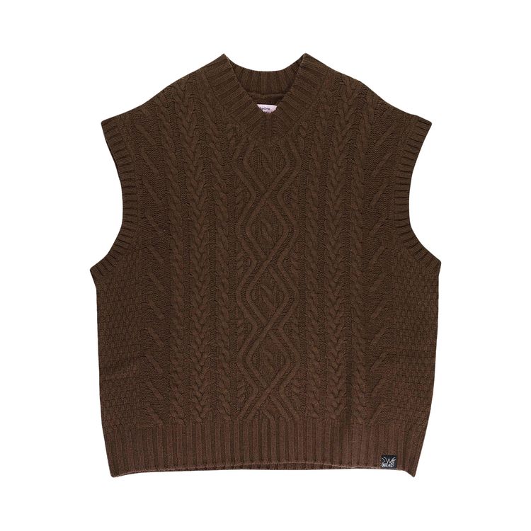 

Утепленный жилет Martine Rose Knitted Boiled Cable V-Neck Vest 'Brown', коричневый