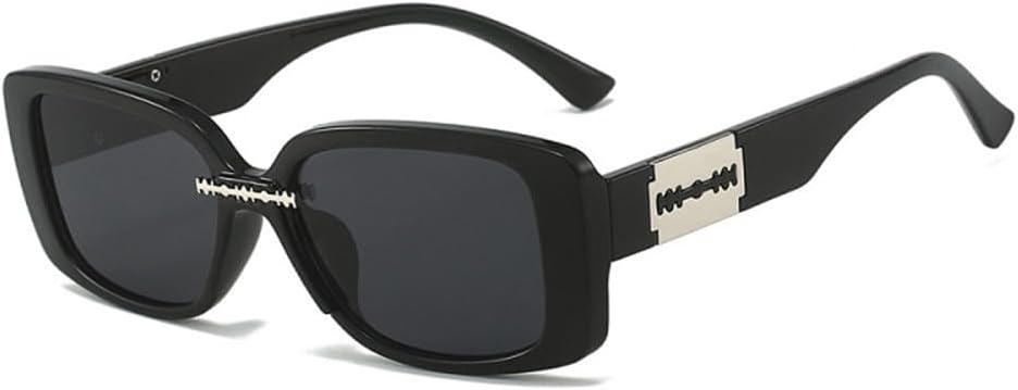 

Прямоугольные солнцезащитные очки для мужчин и женщин, цветные, винтажные, с поликарбонатными линзами, оправой с декором в виде бритвы, защита от УФ-излучения UV400 SLCHJXS, C2