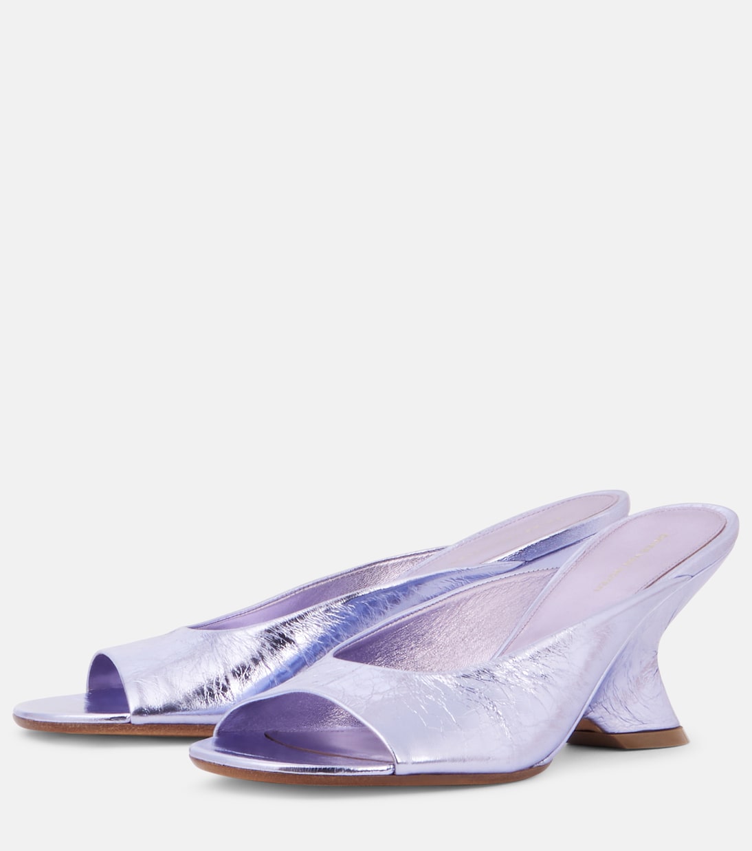 Мюли из металлизированной кожи на танкетке Dries Van Noten, Lilac — фото 4