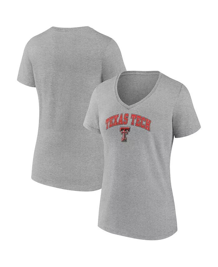 

Женская футболка Heather Grey Texas Tech Red Raiders Evergreen Campus с v-образным вырезом Fanatics