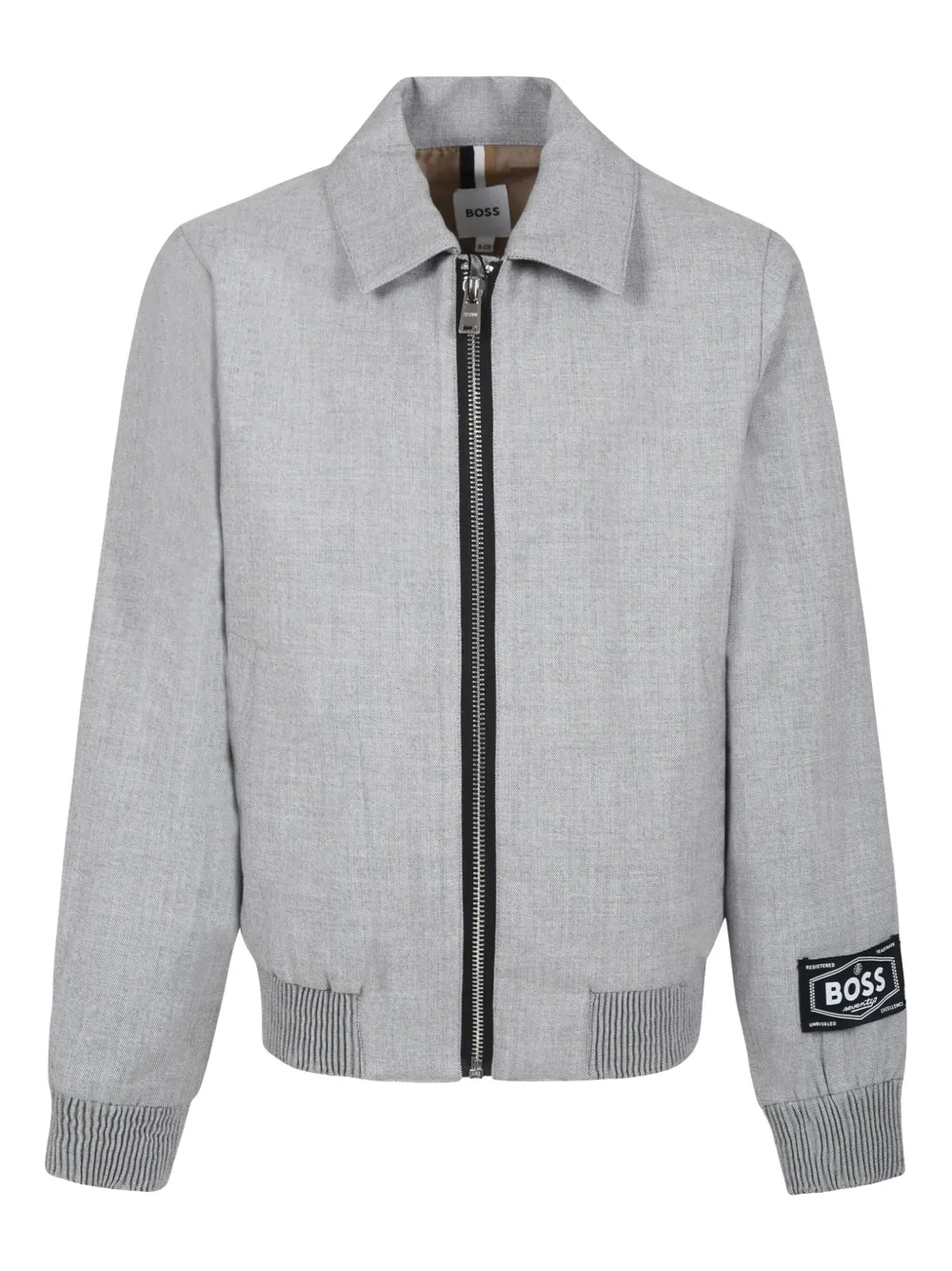 

Бомбер с нашивкой-логотипом BOSS Kidswear, серый