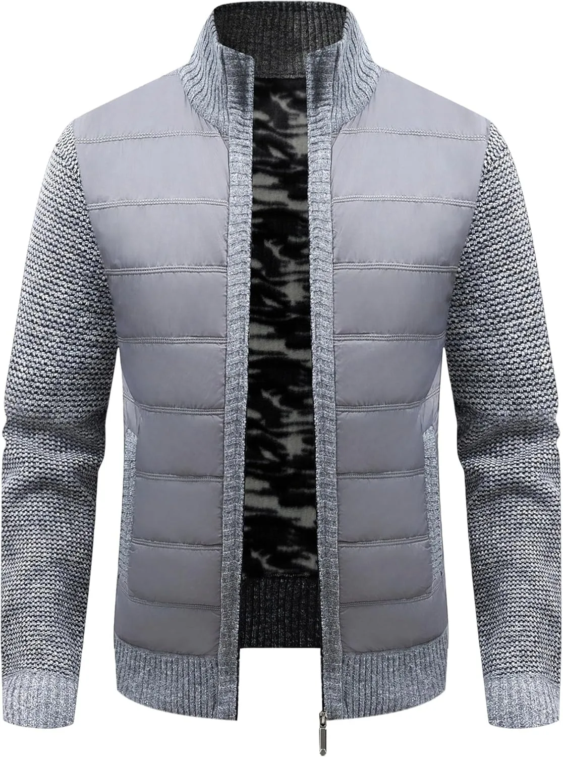 

Мужской тонкий трендовый вязаный свитер с цветными блоками и молнией Maiyifu-GJ