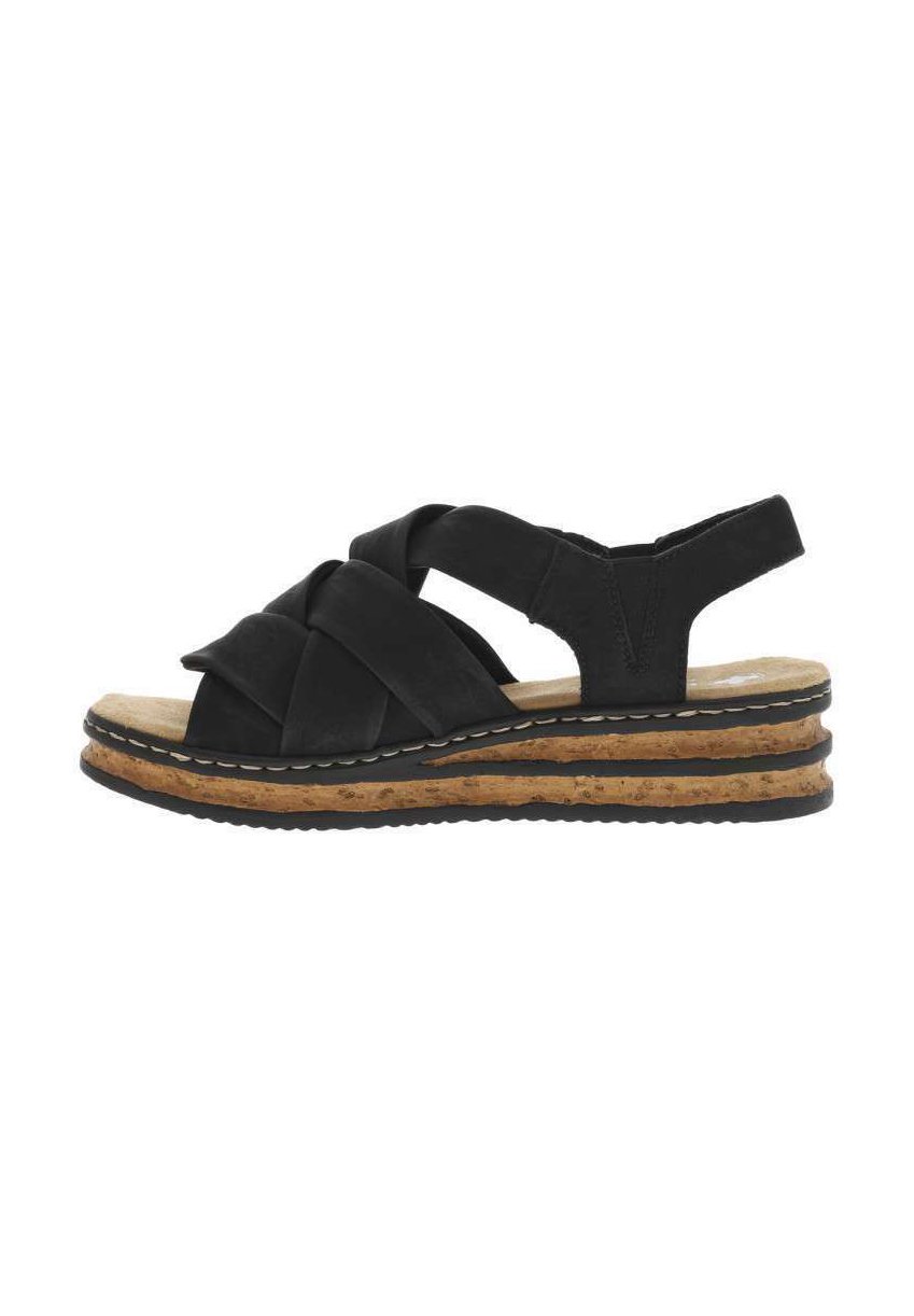 Босоножки на танкетке Platform sandals Rieker, черный