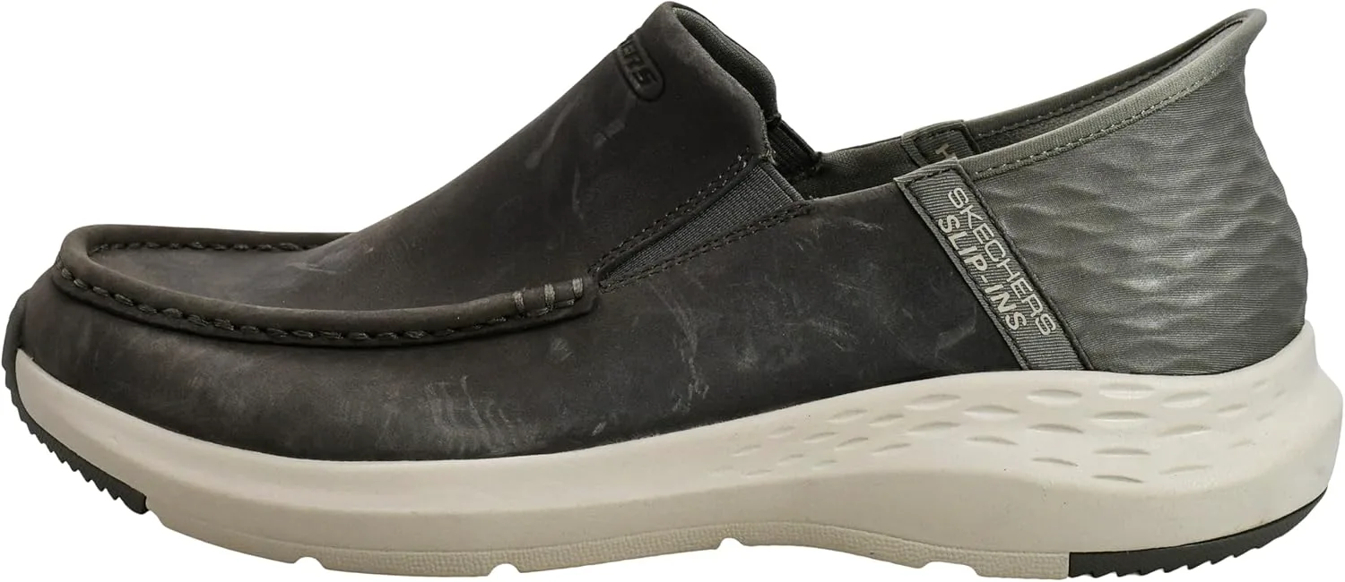 Мужские слипон-кроссовки Skechers USA Parson - Oswin с кожаным носком-мокасином, оливковый — фото 2
