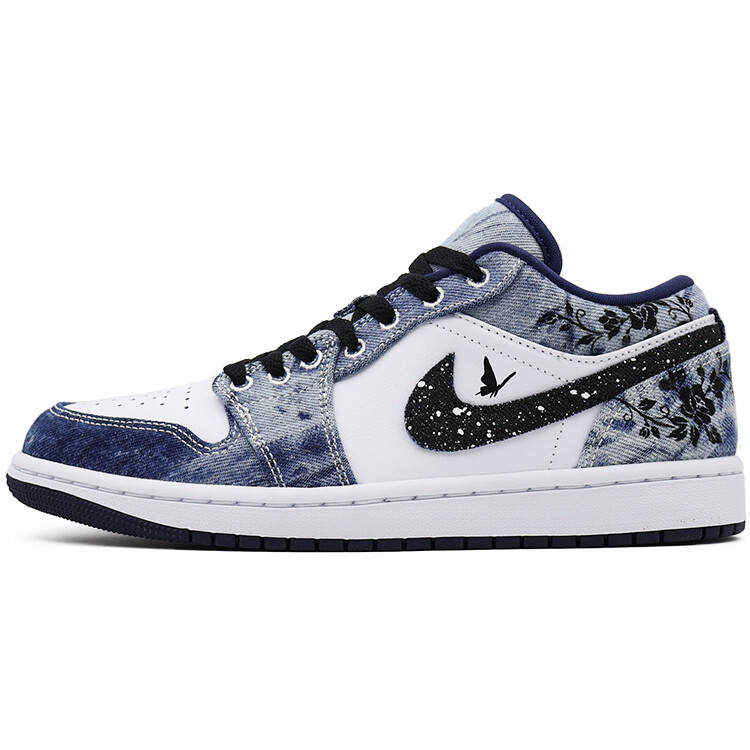 

Кроссовки Air Jordan 1 Vintage Basketball Shoes Men Low-top White/black, белый/синий