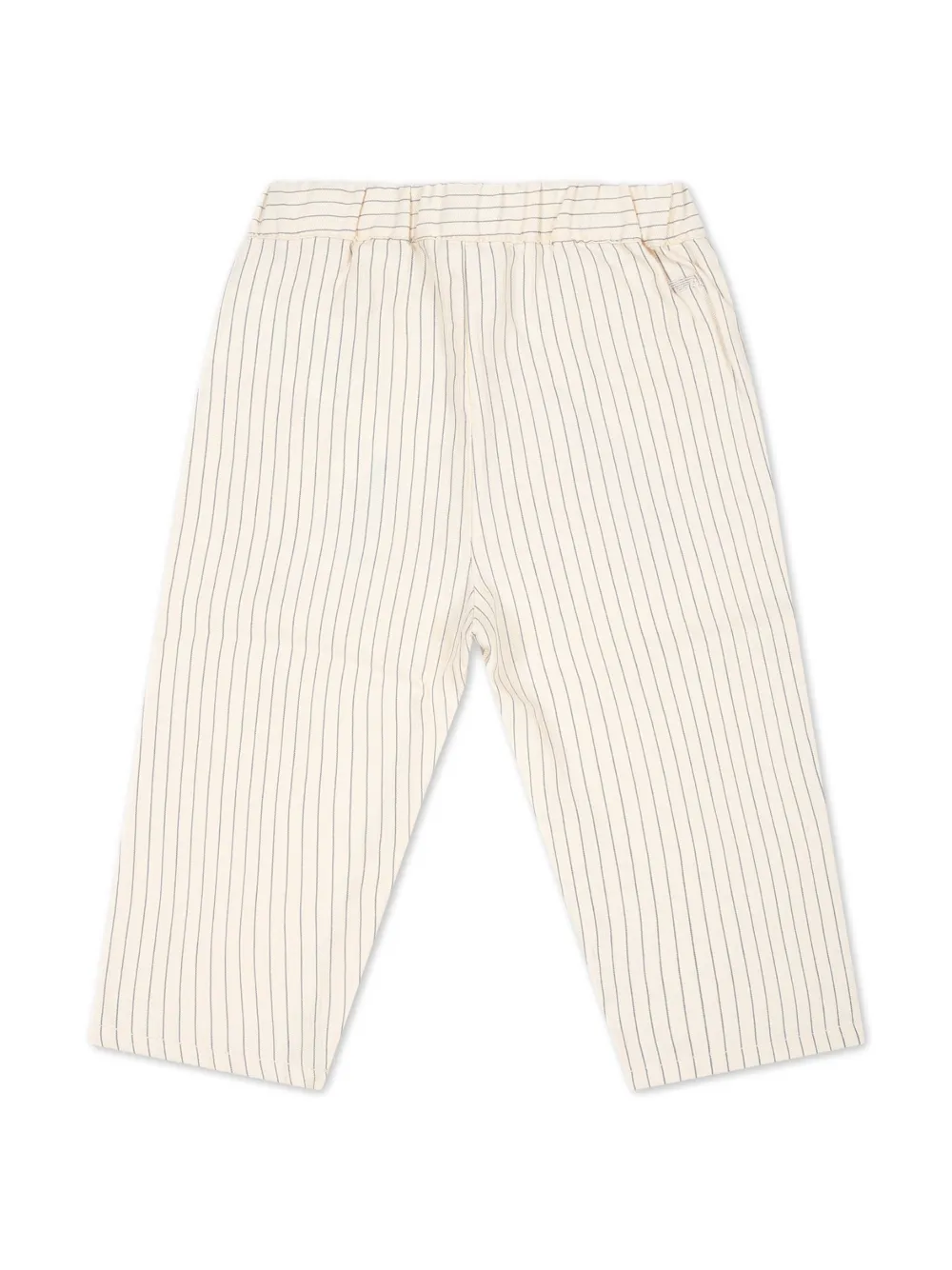 Полосатые брюки из смесового льна Emporio Armani Kids, белый — фото 2