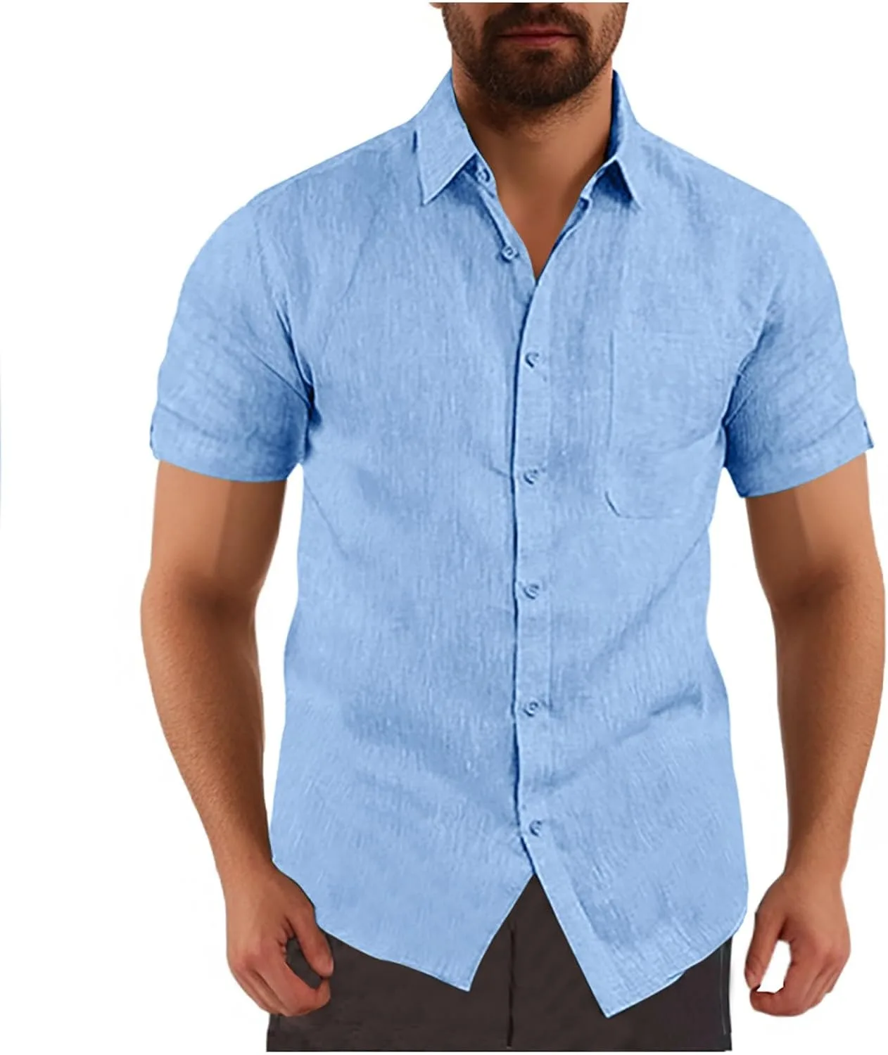 

Muscularfit легкая льняная рубашка для мужчин Casual короткий рукав
