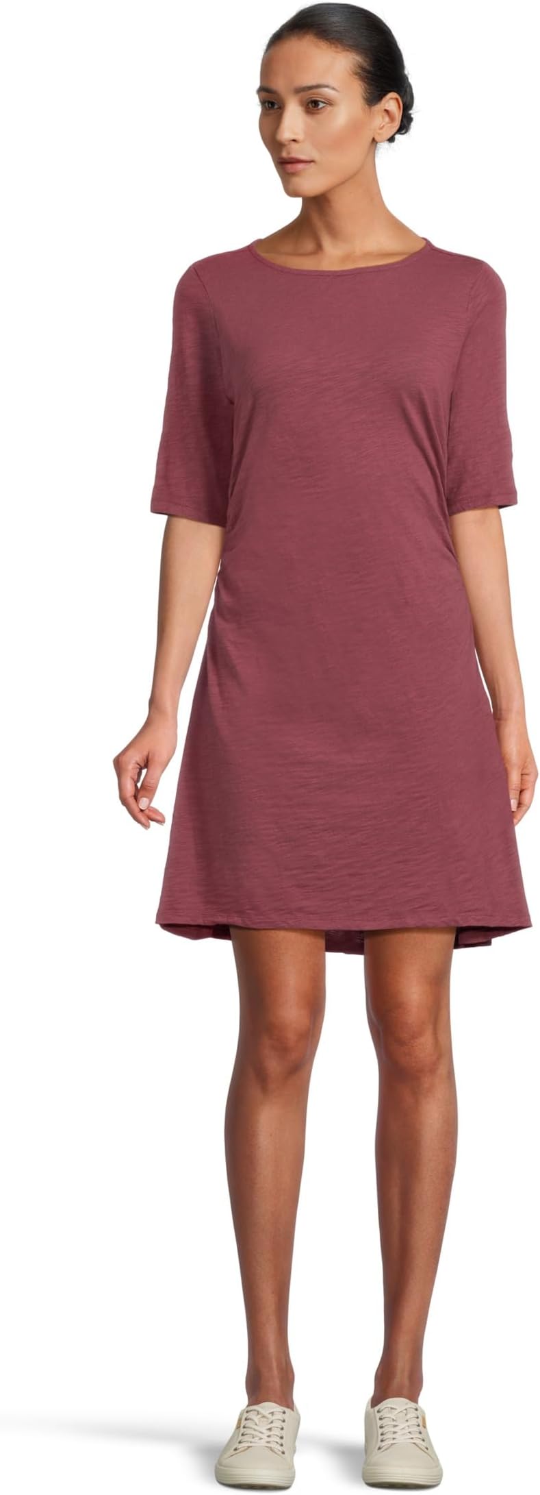 

Платье Mod-o-doc Elbow Sleeve Below The Knee Shirred Dress, цвет Zinfandel