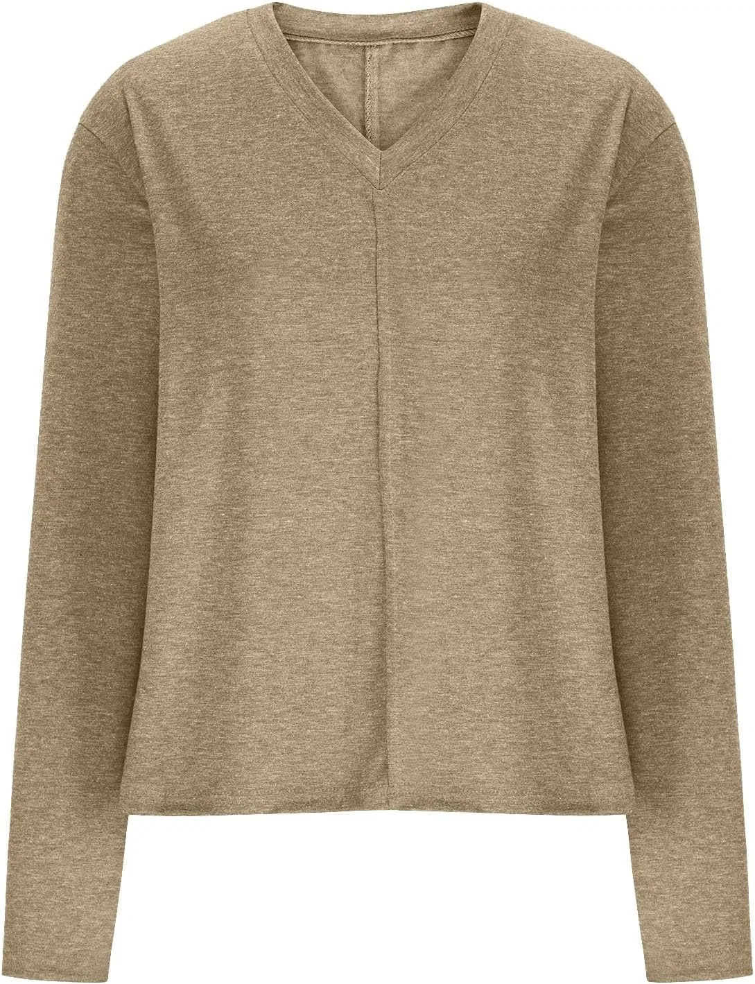 Блуза, V-образный вырез, длинный рукав, женская, Khaki — фото 4