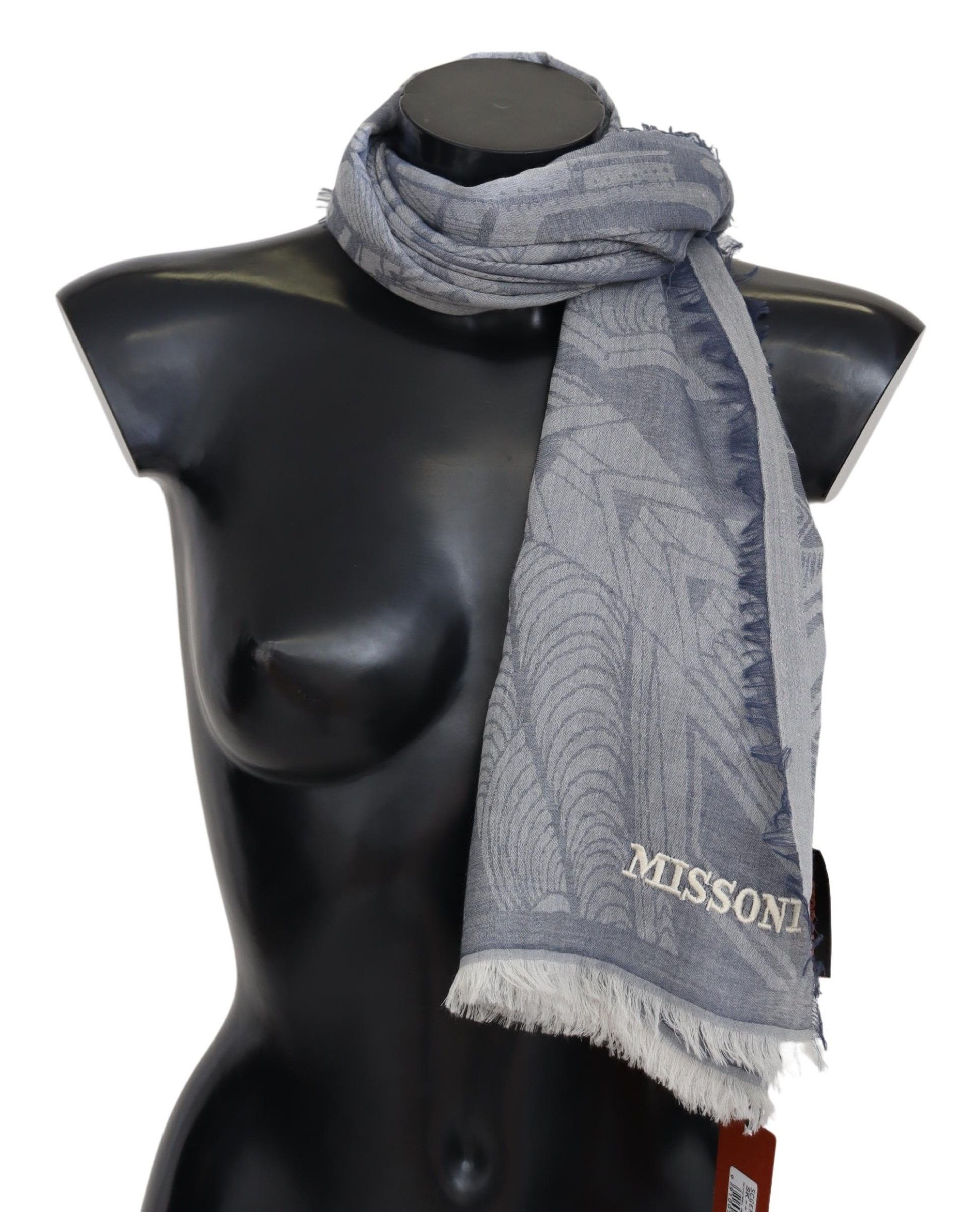 

Элегантный шарф из кашемира с бахромой серого цвета Missoni