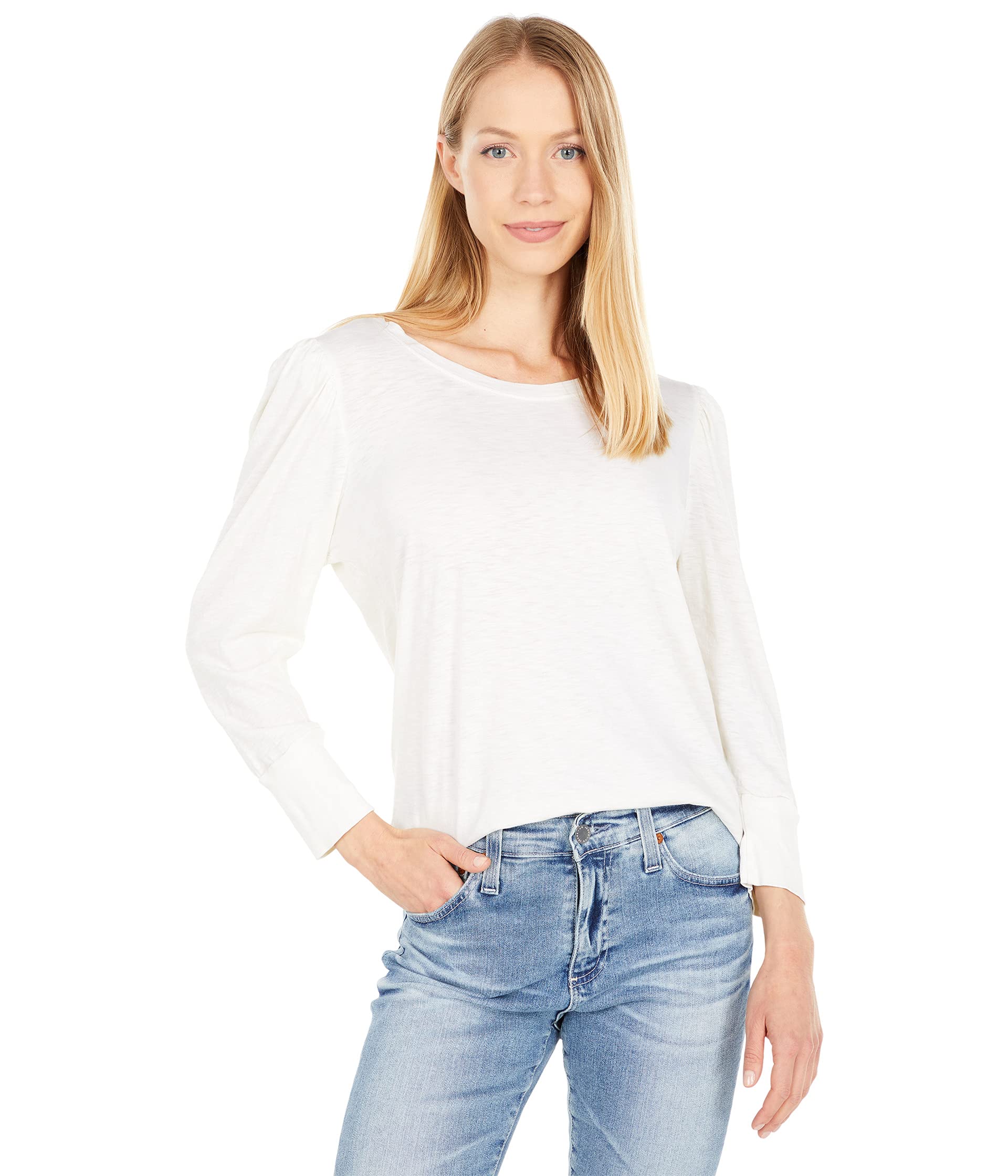 

Топ SUNDRY 3/4 Puff Sleeve Pima Cotton Top, Vanilla