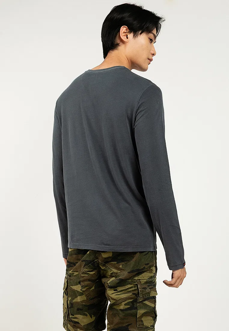 Футболка с длинным рукавом, классическая, Essential, Classic Superdry, темно-синий — фото 2