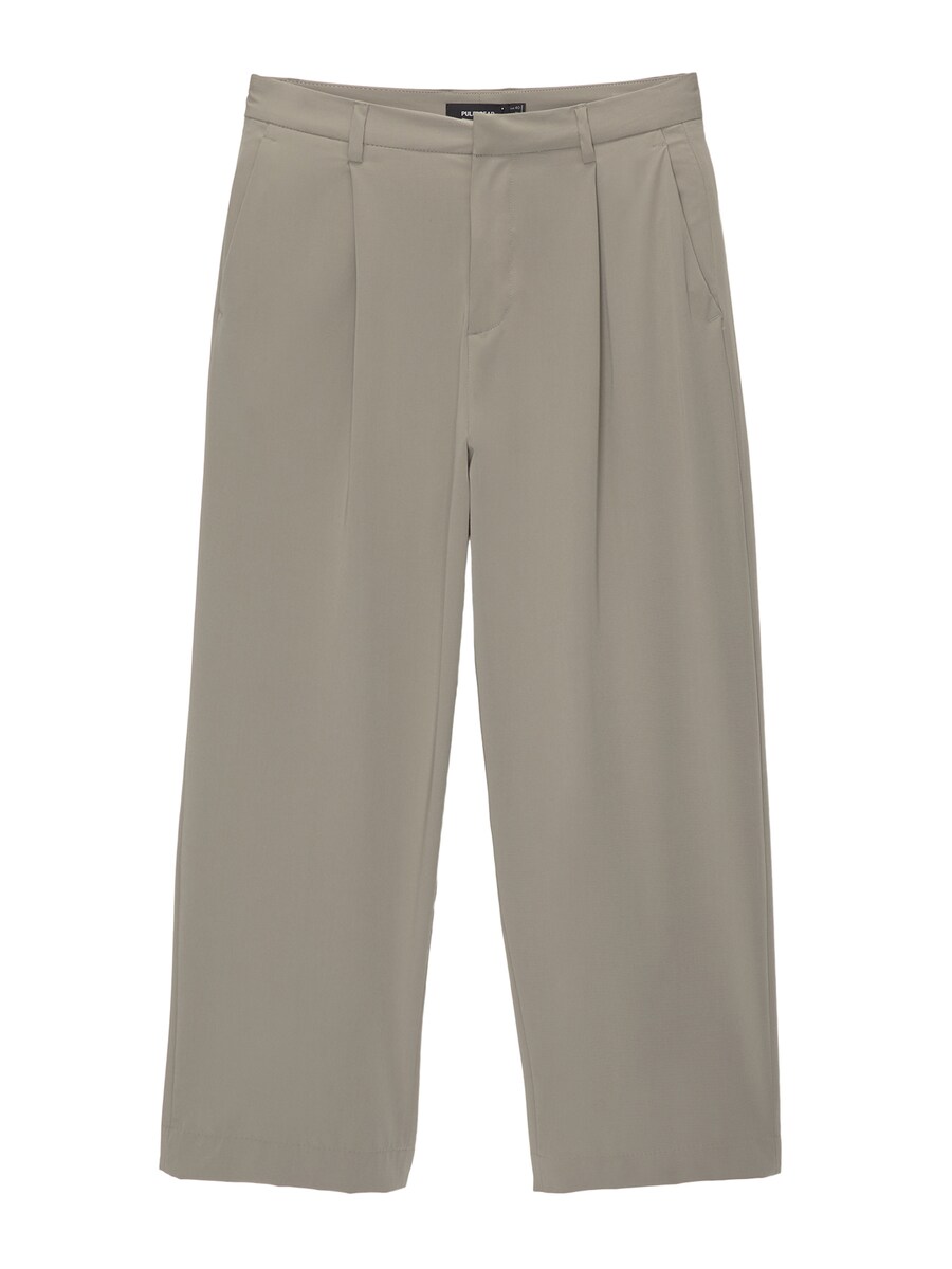 

Тканевые брюки Pull&Bear Wide leg Pleat-Front Pants, серый