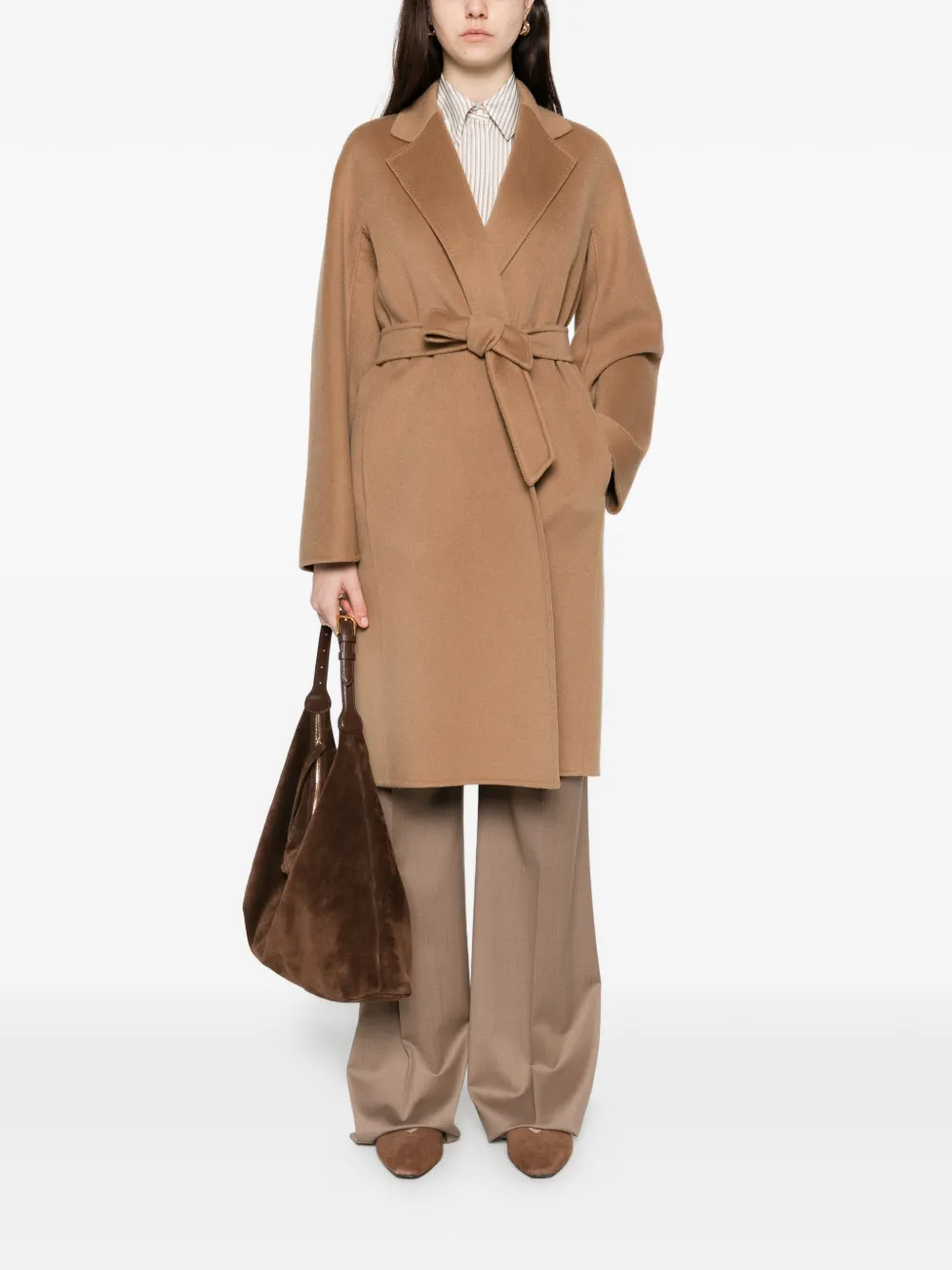 Пальто Aceri с поясом на талии Max Mara, коричневый — фото 2