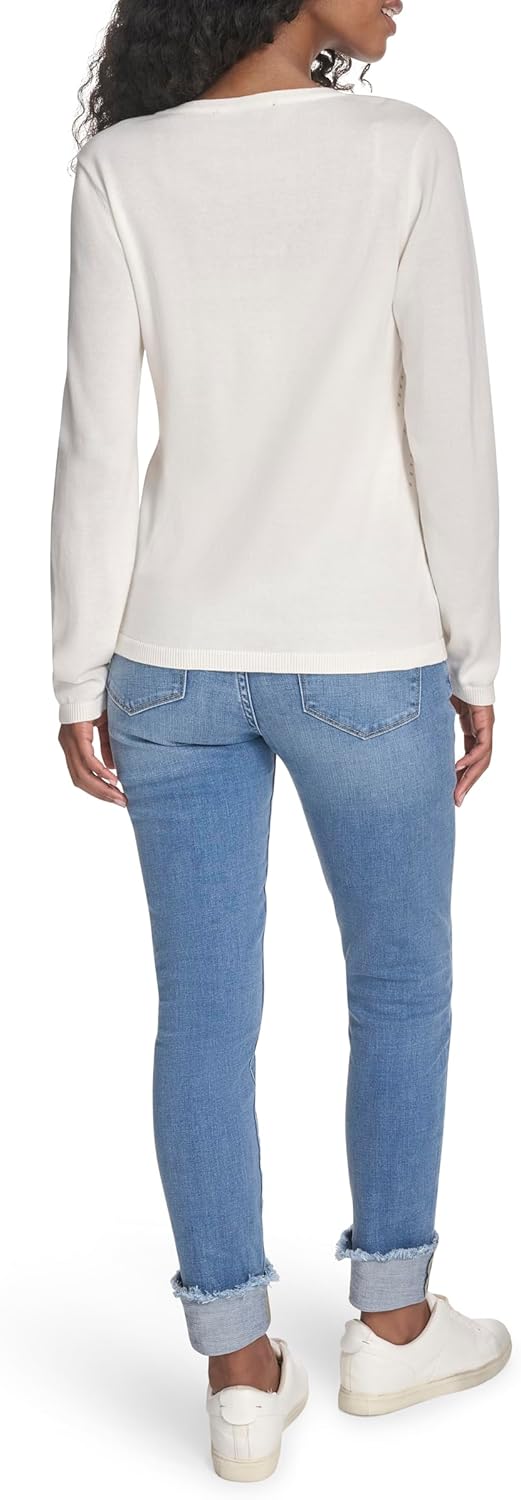 Женский свитер Tommy Hilfiger Hotfix с длинным рукавом и V-образным вырезом, Ivory — фото 4