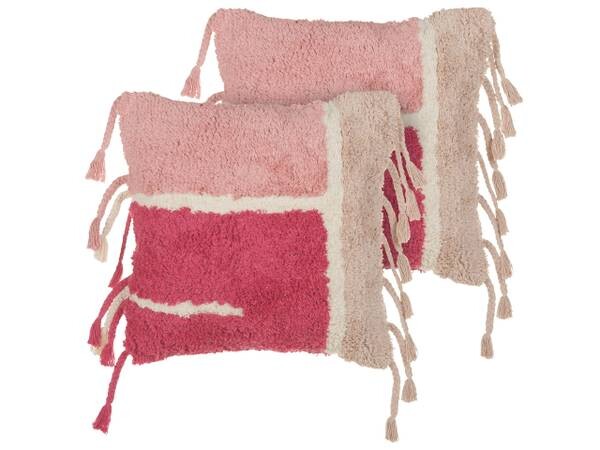

Подушка Beliani 2 шт BISTORTA, 45x45x45 см цвет cremeweiß/pink/weiß