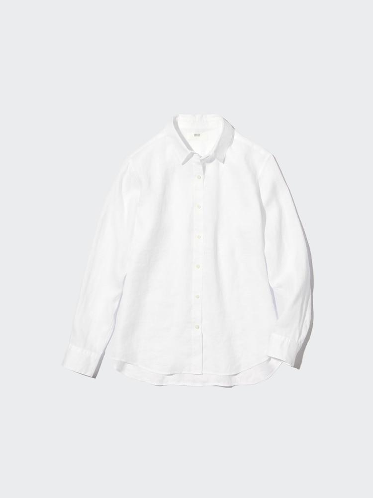 

Рубашка из 100% льна премиум-класса Uniqlo, цвет 00 белый