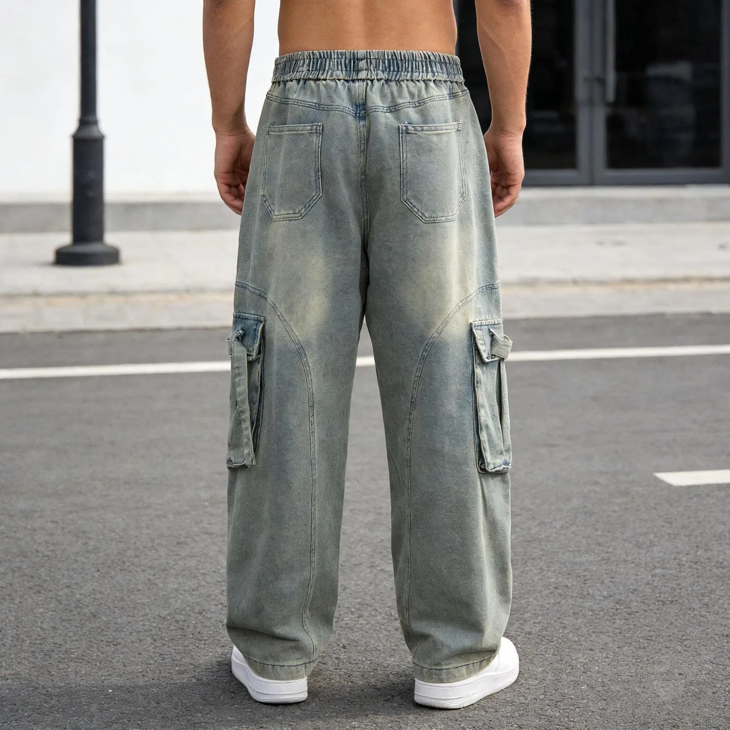 Джинсы свободные Vintage Washed, Ретро-синий — фото 3