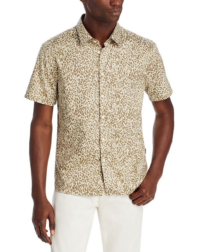 

Рубашка с коротким рукавом и леопардовым принтом Sean John Varvatos, коричневый/бежевый