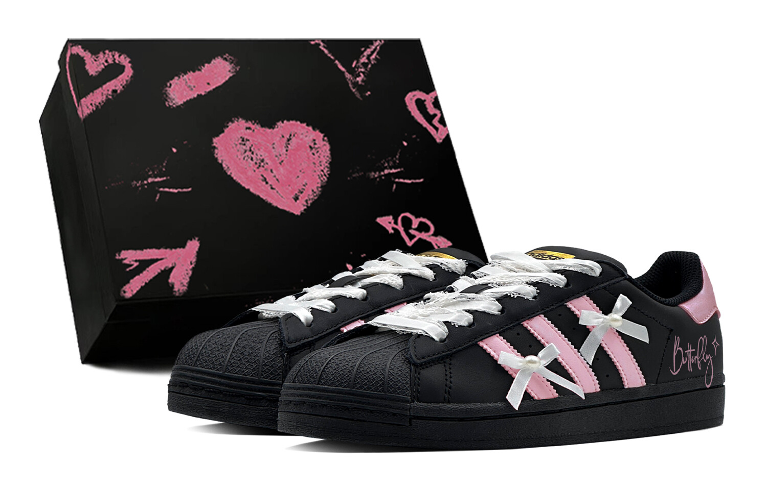 

Кроссовки adidas originals Superstar Skateboarding Shoes Unisex Low-top Pink, черный/розовый