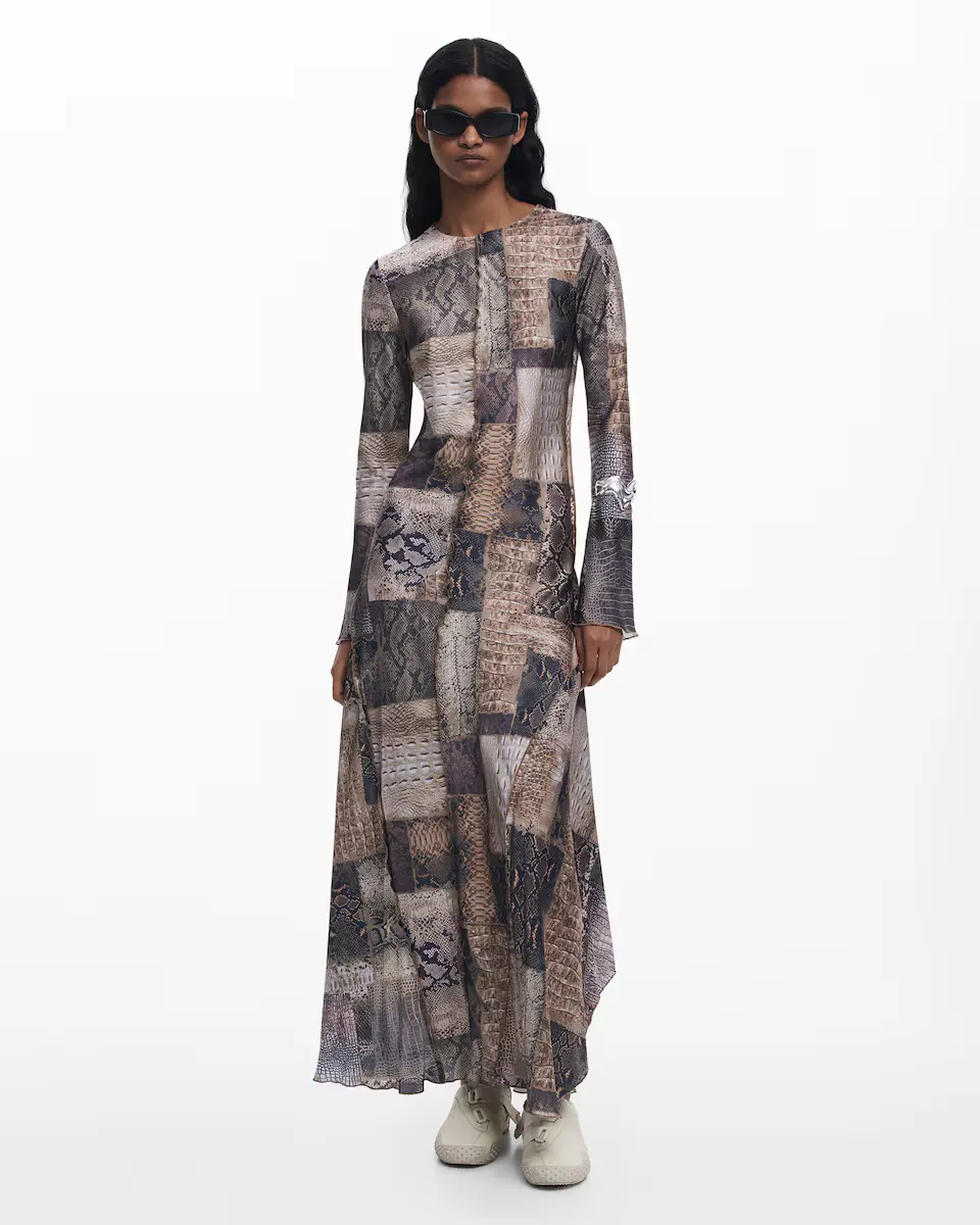 

Длинное платье с анималистичным принтом Desigual, многоцветный