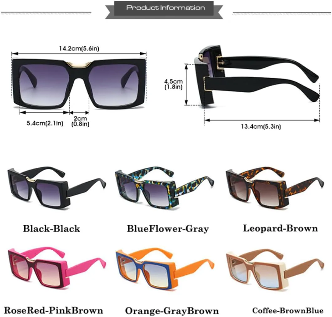 

Ретро квадратные солнцезащитные очки для женщин, модные градиентные линзы, защита от УФ-излучения UV400, трендовые панк-очки для мужчин TVTBBVV, Leoaprd-brown