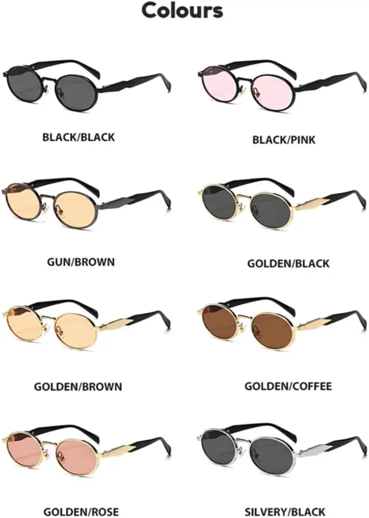 

Металлические овальные солнцезащитные очки для женщин и мужчин, роскошные, винтажные, в стиле стимпанк, с защитой от УФ-излучения UV400 TOIPASTN, Gold Tea