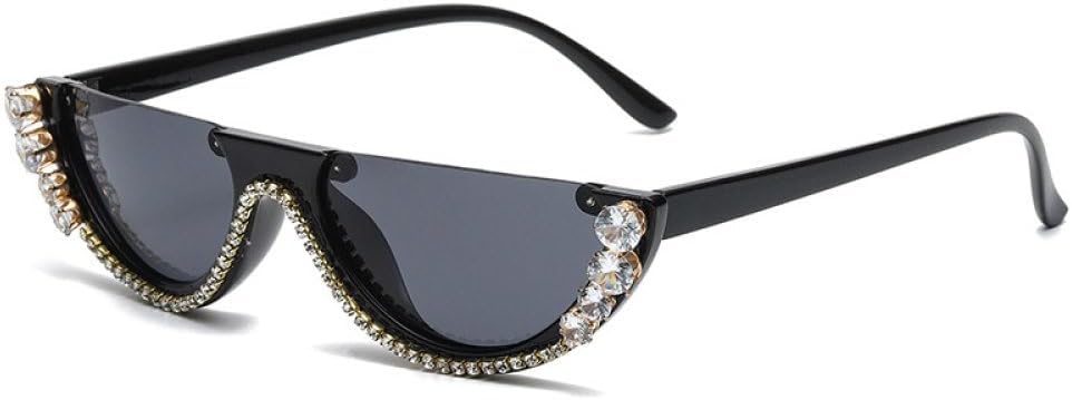 

Женские солнцезащитные очки «кошачий глаз» с бриллиантами, модные солнцезащитные очки в полуободковой оправе, украшенные стразами, с защитой от ультрафиолета UV400 WNCKSQ, Black-black