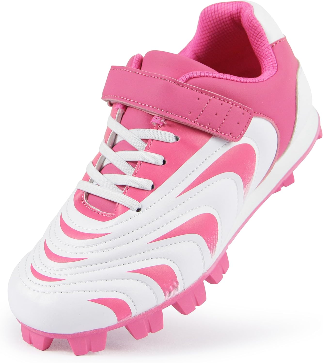 

Бейсбольные бутсы CAMVAVSR для детей и подростков, кроссовки для софтбола для мальчиков и девочек, резиновая формованная подошва, обувь для маленьких детей и подростков, легко надевать, спортивная обувь, Rose