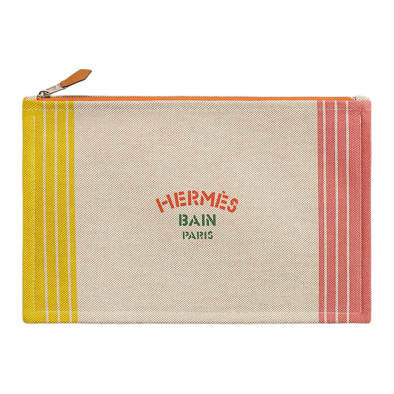 HERMES Хлопковая сумочка клатч женская желтая розовая зеленая, Yellow & Rose & Green — фото 2