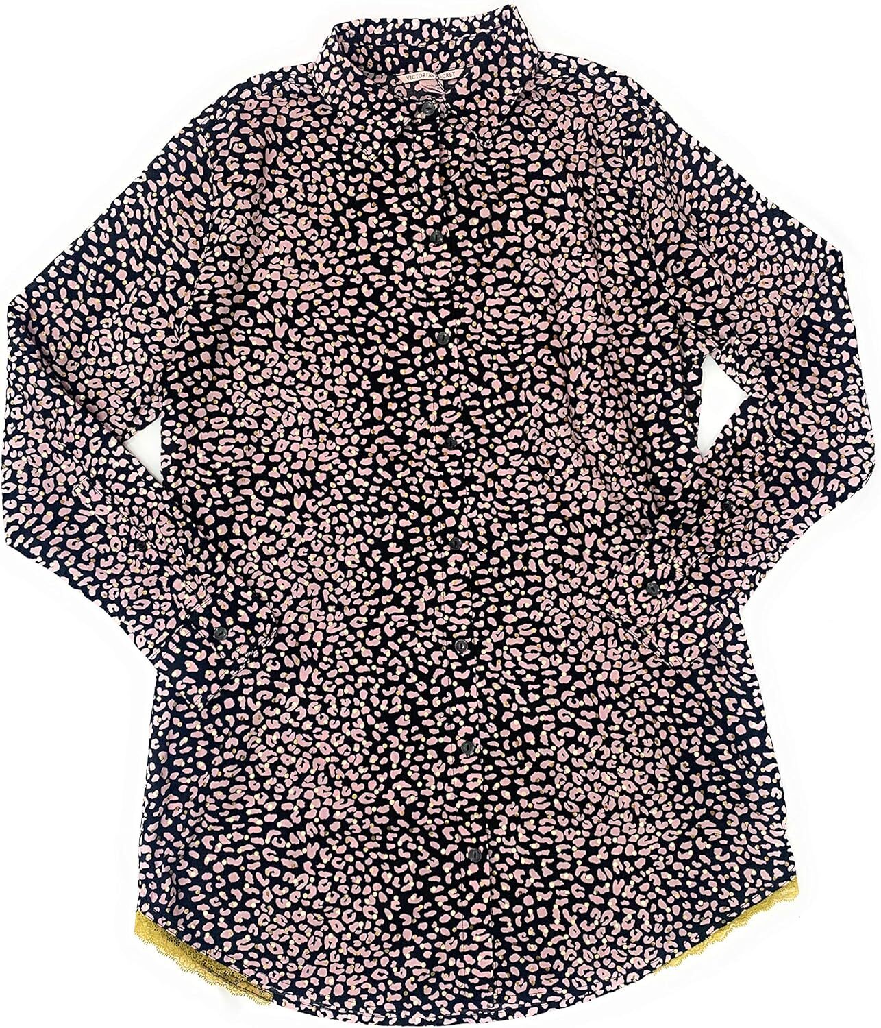 

Victoria's Secret Lightweight Cotton Sleepshirt Pajama, Black Leopard Shine