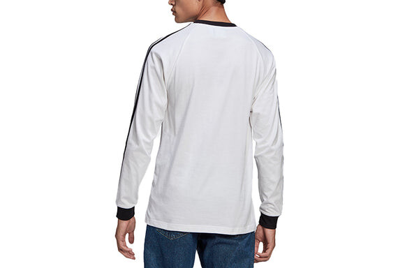 Футболка originals 3-stripes ls t round neck stripe sports long sleeves white Adidas, белый — фото 2
