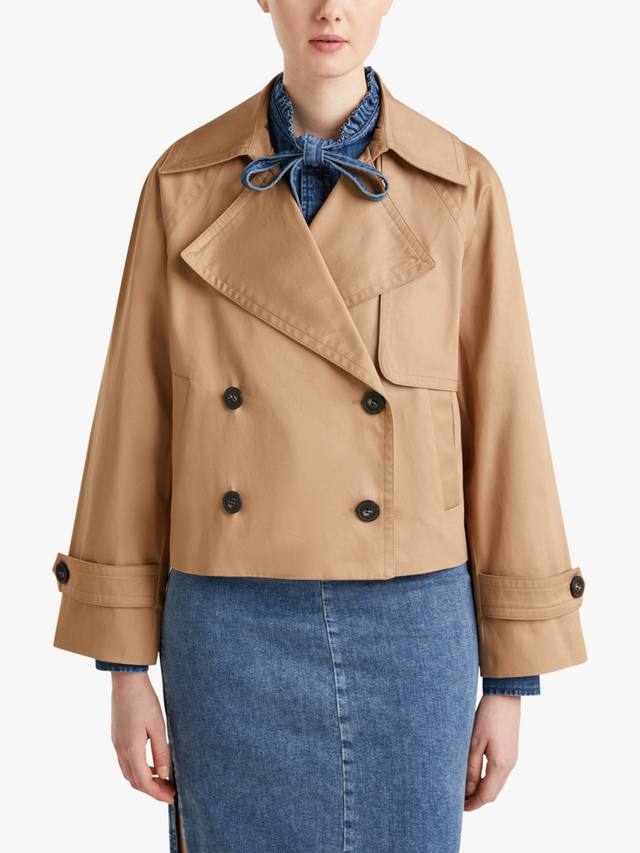

Двубортный укороченный пиджак- тренч Benetton, цвет Light Brown