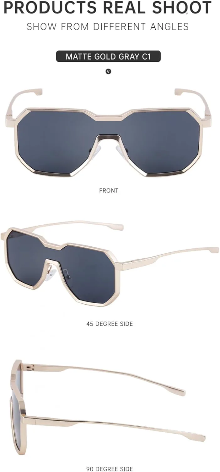 

Мужские солнцезащитные очки европейского и американского производства с нестандартной металлической оправой — авангардные очки в геометрическом стиле Gksbnck, C5