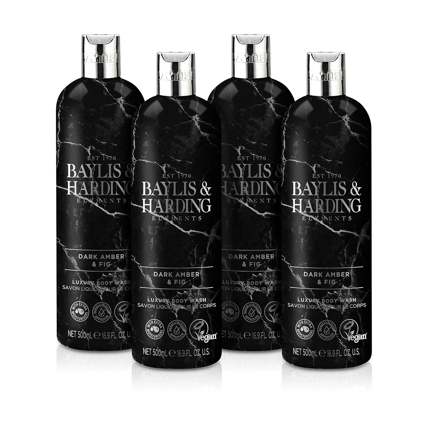 Набор роскошных гелей для душа Baylis & Harding Elements Dark Amber & Fig 500 мл, 4 шт. Baylis & Harding