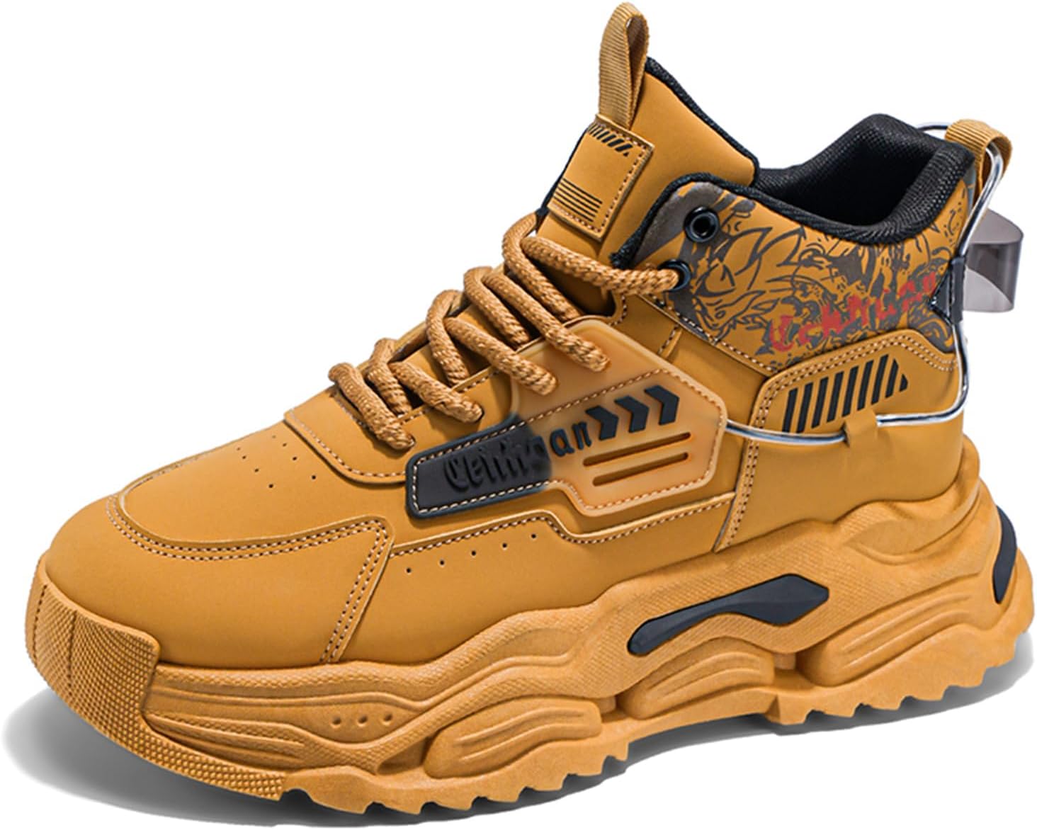 

Мужские высокие модные кроссовки Ботинки для пеших прогулок Повседневные спортивные прогулочные туфли Объемные кроссовки Spwagym, хаки