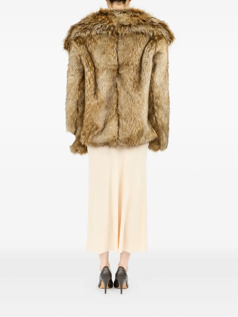 Шуба из искусственного меха MM6 Maison Margiela, коричневый — фото 4