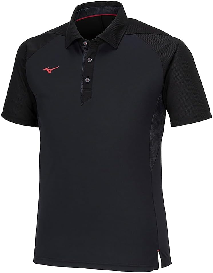 

Мужская быстросохнущая тренировочная рубашка-поло MIZUNO, короткий рукав, влагоотводящая, быстросохнущая, 32MAB081, черный
