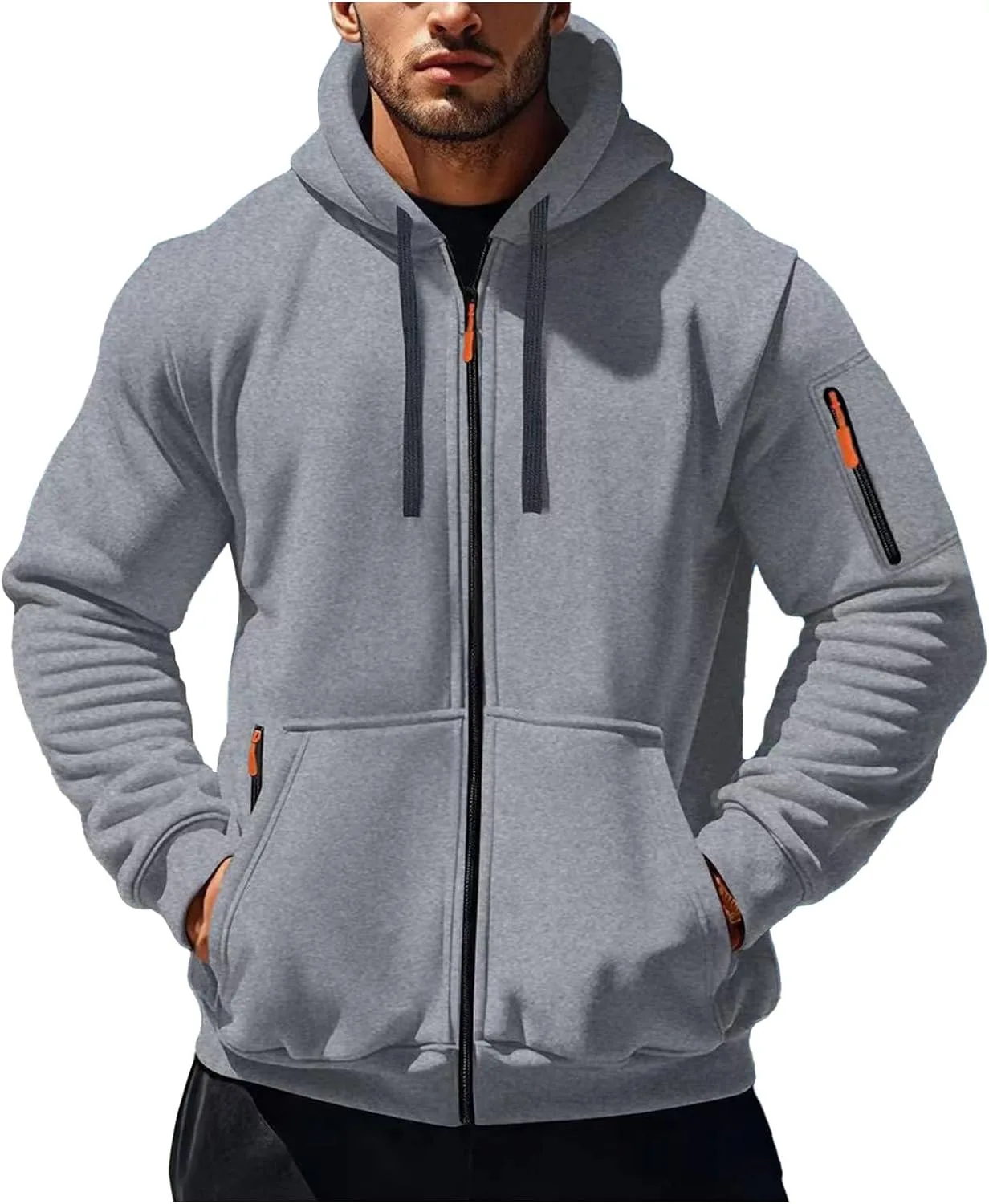 

Мужская толстовка с капюшоном, легкая, однотонная