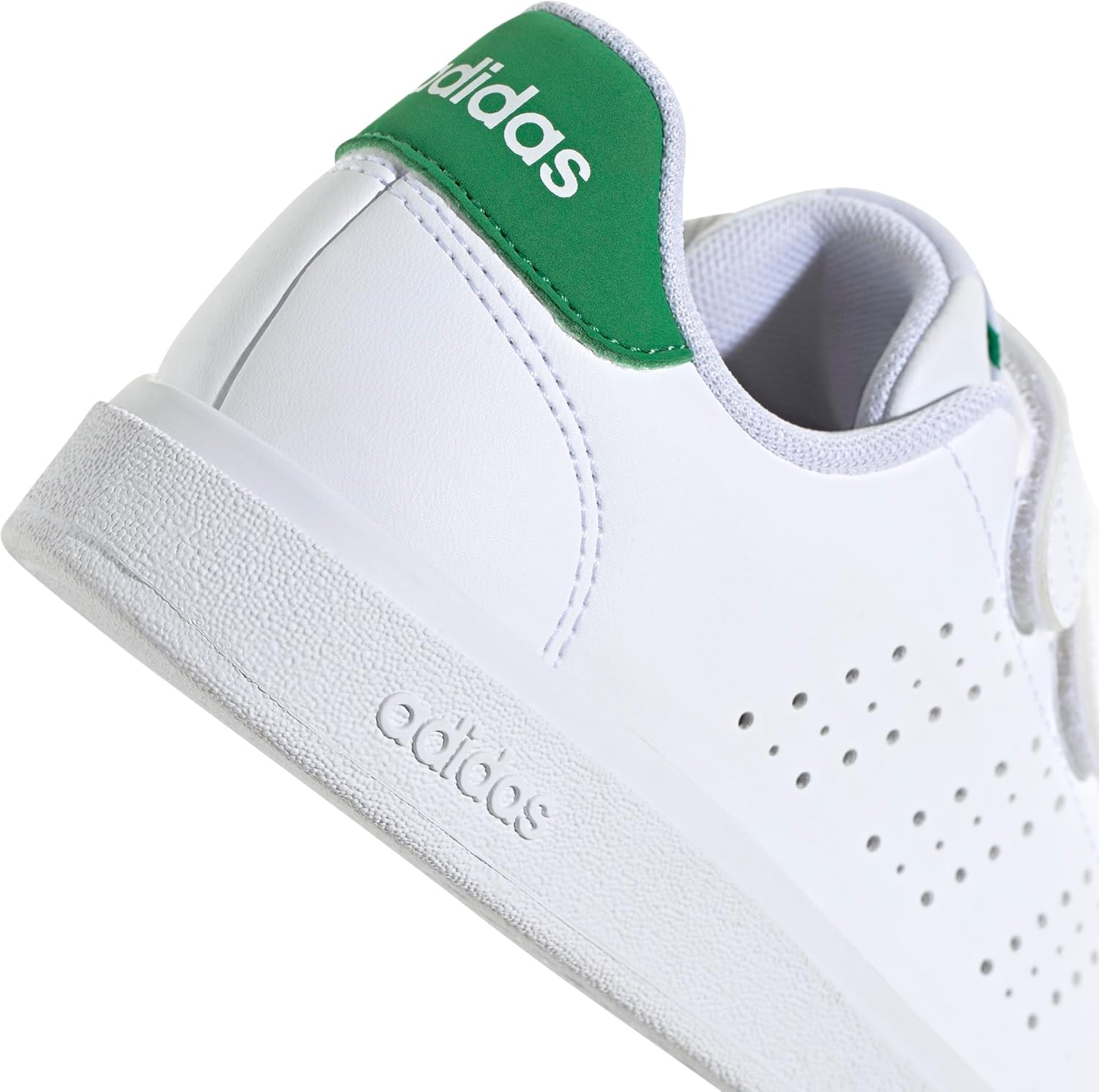 Кроссовки adidas Advantage Base 2.0 для детей, унисекс для взрослых, белый/зеленый — фото 4