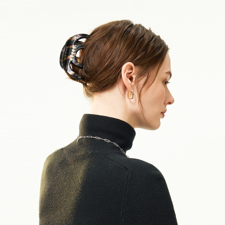 Ацетатная заколка для волос Women's ELLE, amber черный коричневый — фото 3