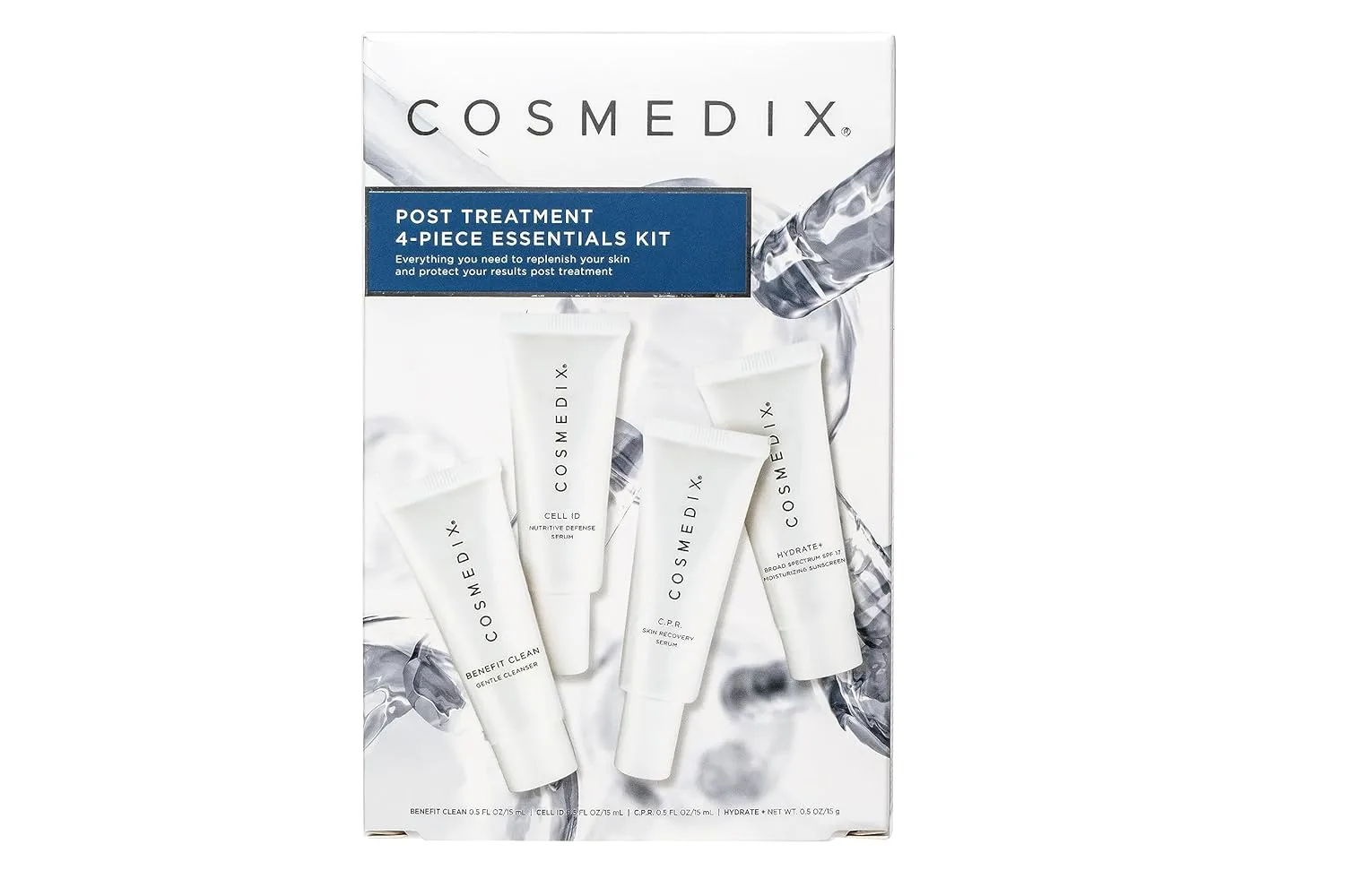 Набор для ухода Cosmedix Starter Kit, 4 средства в дорожном формате: очищающее средство, сыворотка, эксфолиант и увлажняющий крем, для всех типов кожи, cruelty free упаковка 1 шт., Post Treatment