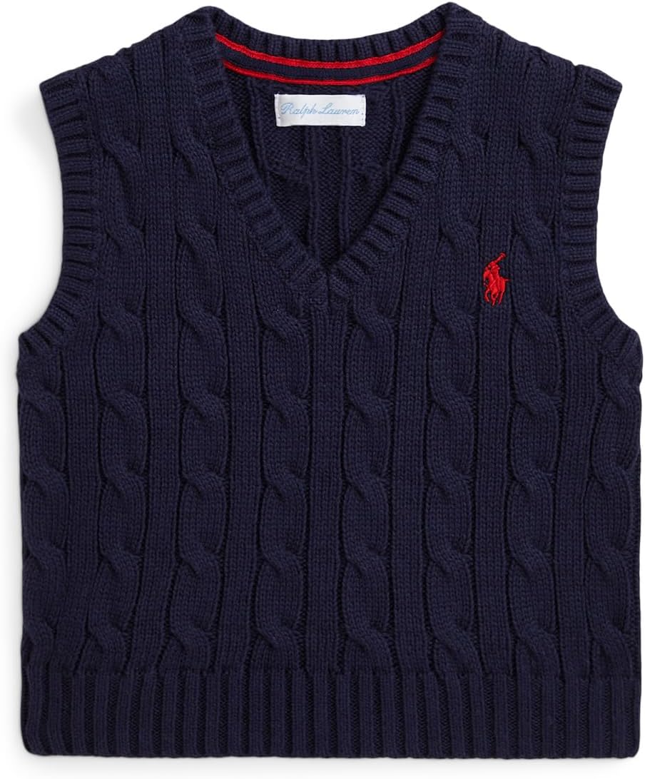 

Свитер Polo Ralph Lauren Kids Cable-Knit Cotton Sweater Vest, темно-синий