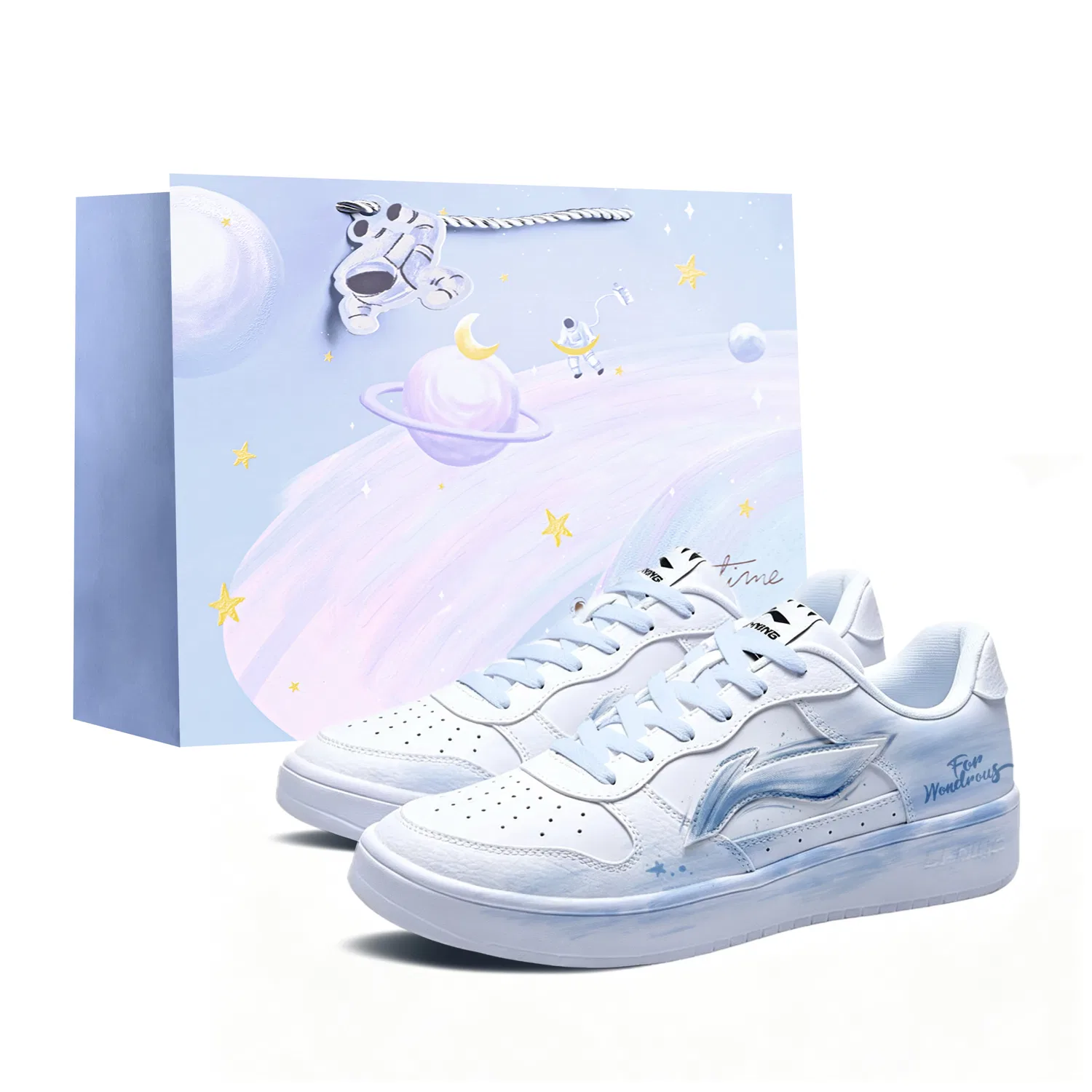 Кроссовки кеды Li-Ning Floating Boat бело-голубые