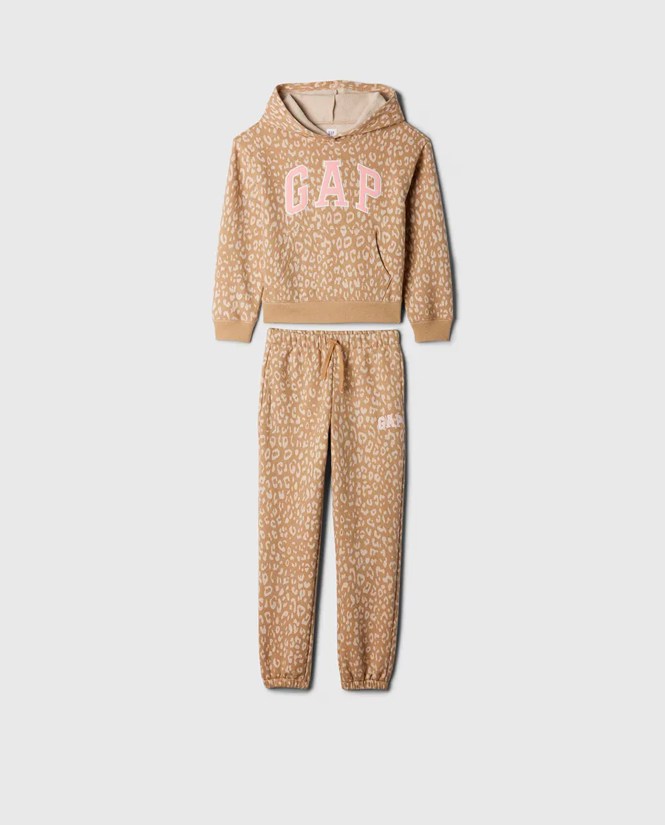 

Спортивный костюм для девочки с капюшоном и логотипом бренда Gap, бежевый