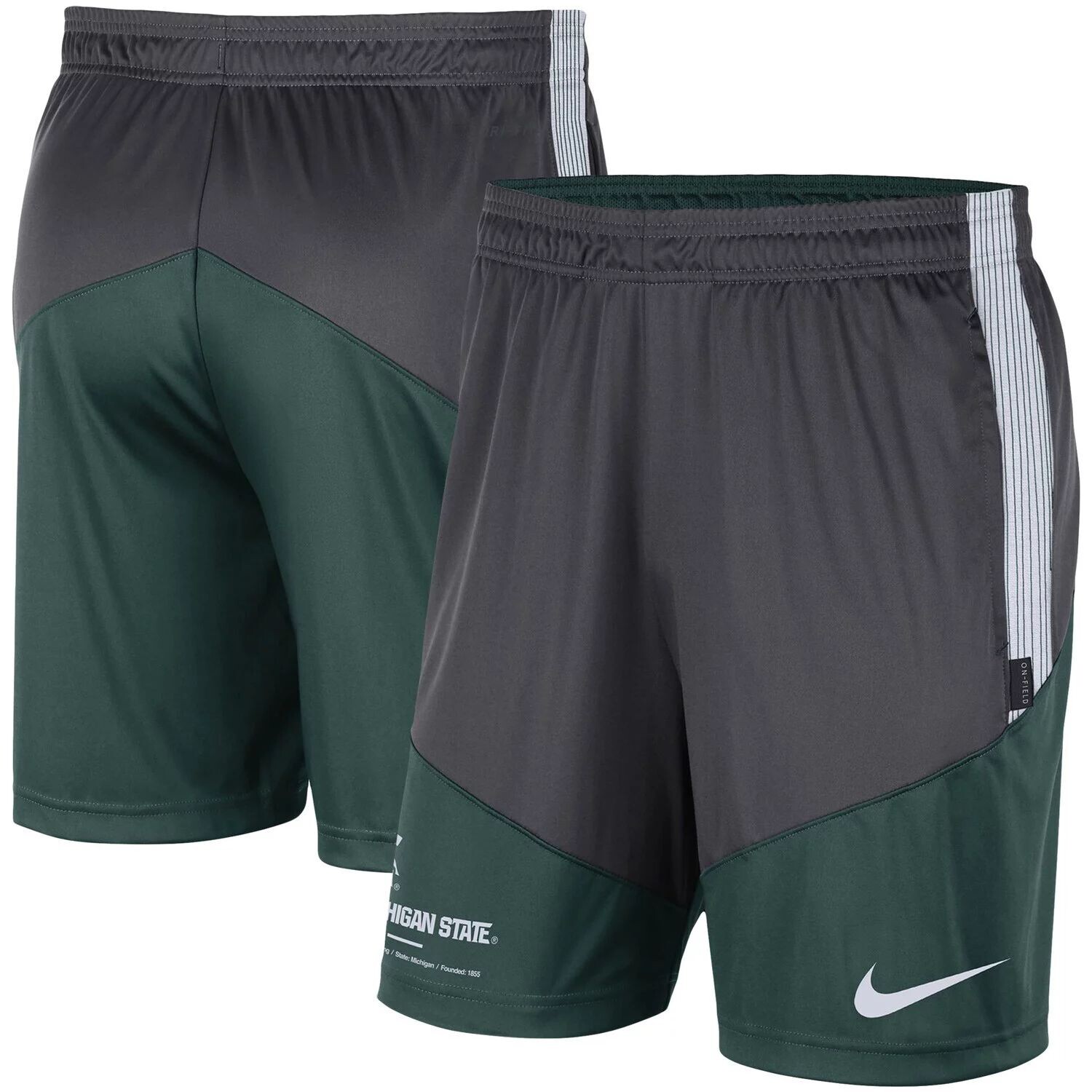

Мужские темно-серые/зеленые трикотажные шорты Michigan State Spartans Team Performance Nike