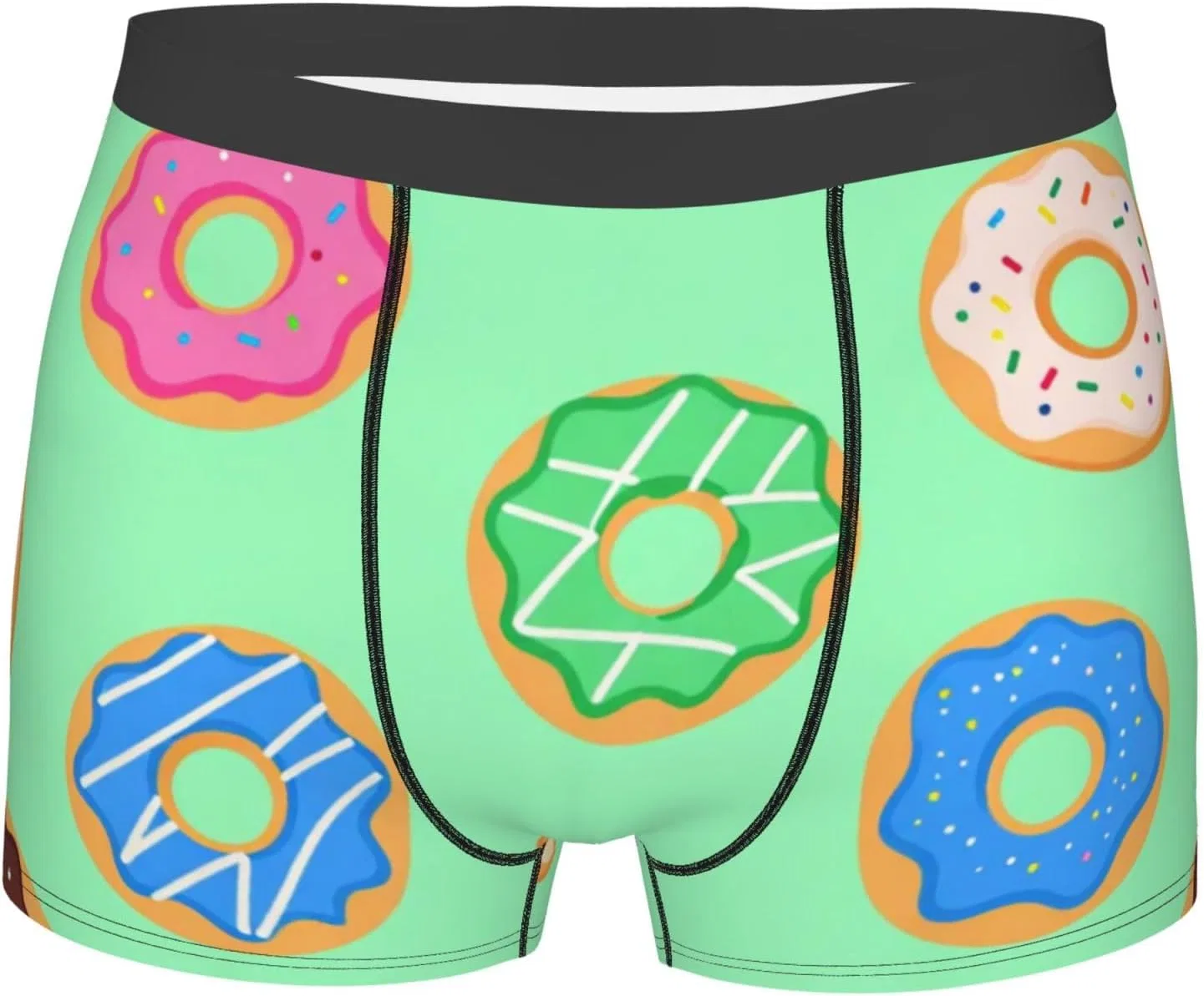 Боксеры, Men's Boxer Briefs, Pink Shark, Green Doughnut Pattern 14