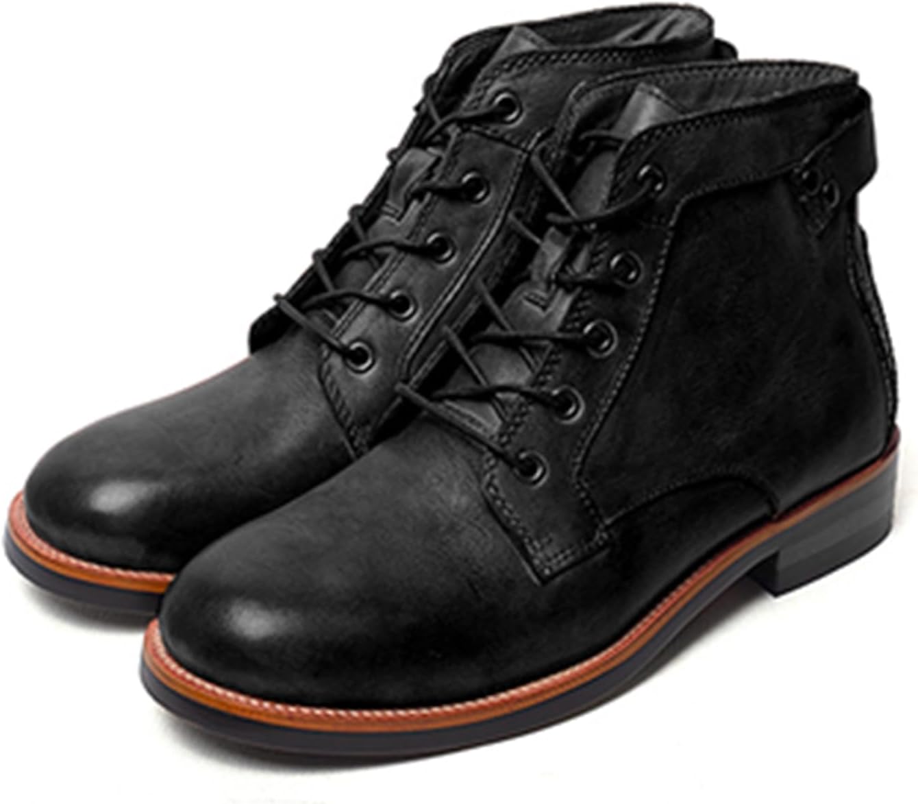 

Ботинки UOQAPRE для мужчин, кожаные ботинки на танкетке с боковой молнией, мужские мотоциклетные ботинки с регулируемой шириной, черный