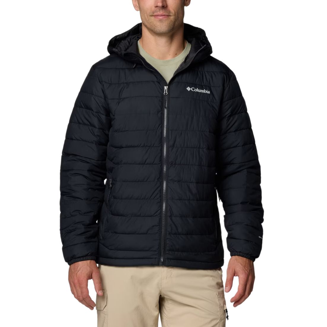 

Columbia Пуховая куртка Powder Puffer Jackets для мужчин, черная, с капюшоном, средней высоты