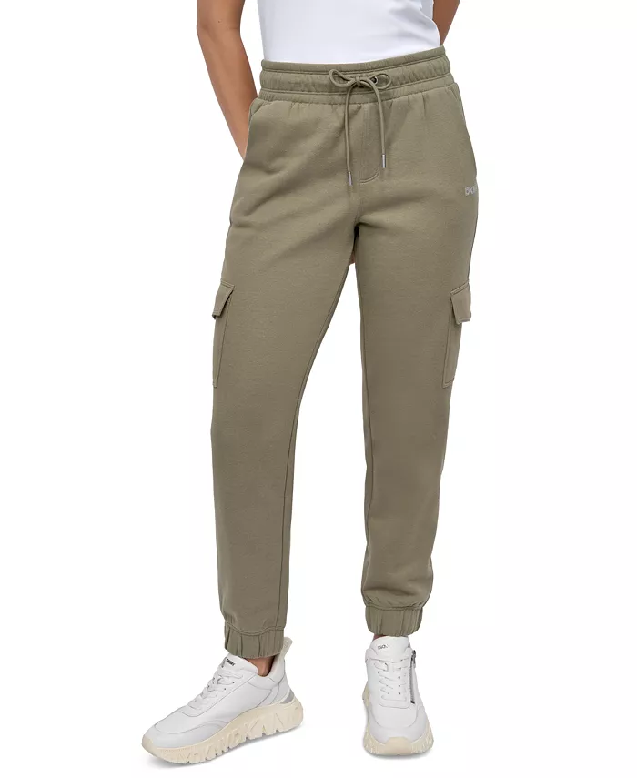

Женские спортивные брюки-карго с заклепками и логотипом DKNY, зеленый